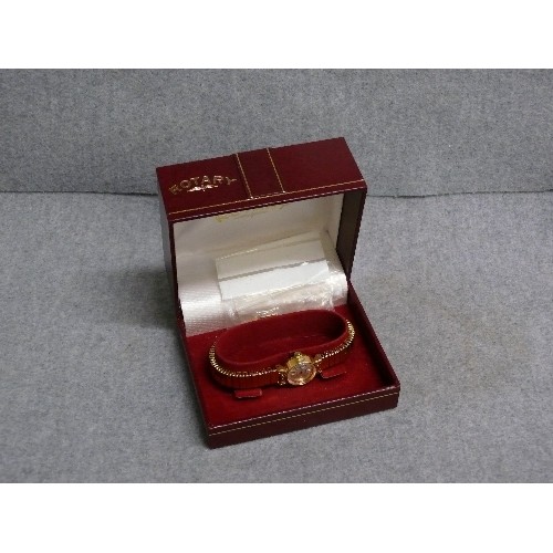 12 - A 18ct GOLD ROTARY WATCH WORKING WITH SPARE LINK IN BOX