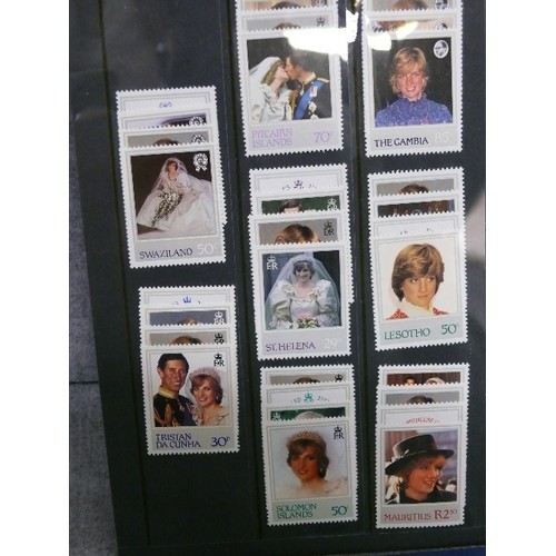 28 - AN UNOPENED PACK OF CARDS CHARLES AND DIANA PLUS 68 21ST WEDDING STAMPS FROM BRITISH TERRITORIES AND... 