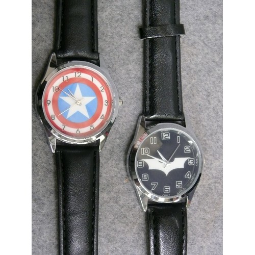 30 - 2 NEW WATCHES BATMAN AND CAPTAIN AMERICA BOXED AND BOTH WORKING