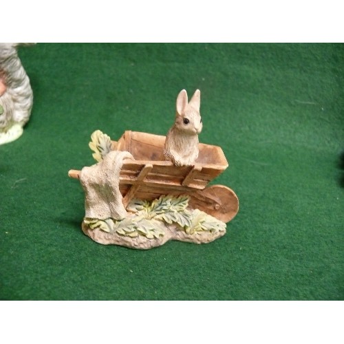 2 - 6 BEATRIX POTTER FIGURINES -BESWICK JEMIMA AND HER DUCKLINGS, PETER RABBIT IN THE WHEEL BARROW (RESI... 