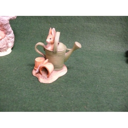 2 - 6 BEATRIX POTTER FIGURINES -BESWICK JEMIMA AND HER DUCKLINGS, PETER RABBIT IN THE WHEEL BARROW (RESI... 