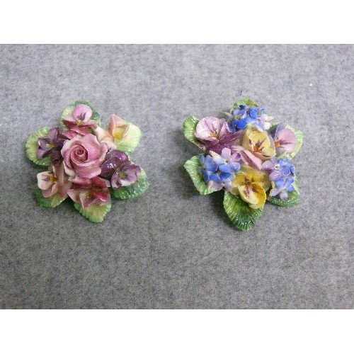 46 - TWO LARGE VINTAGE CROWN STAFFORDSHIRE FLOWER BROOCHES