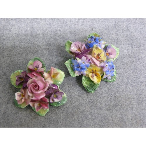 46 - TWO LARGE VINTAGE CROWN STAFFORDSHIRE FLOWER BROOCHES