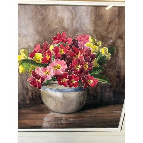 157 - G Healey - 20th Century. Mid 20th Century Watercolour of a Vase of Primroses, signed bottom right - ... 