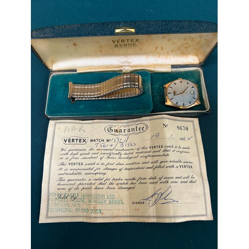67 - A Vintage 1960's Gold Plated Vertex Revue Automatic Gents Wristwatch with second hand and date apert... 