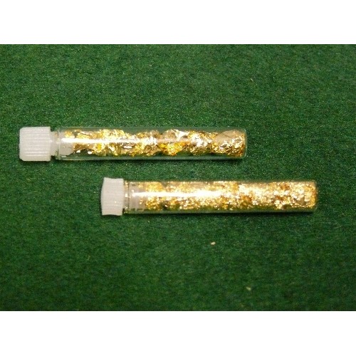 27 - 2 GLASS TUBES OF GOLD LEAF