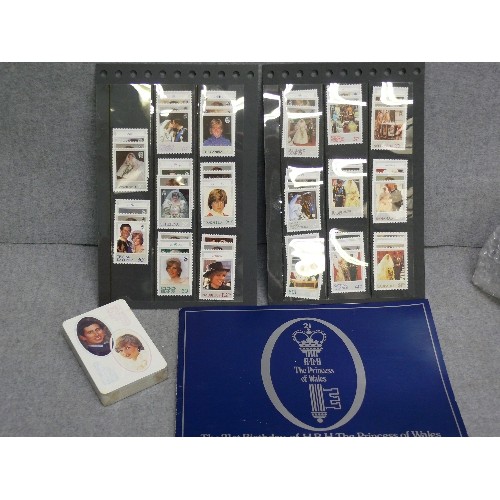 28 - AN UNOPENED PACK OF CARDS CHARLES AND DIANA PLUS 68 21ST WEDDING STAMPS FROM BRITISH TERRITORIES AND... 