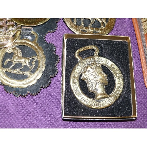 63 - SELECTION OF HORSE BRASSES TO INCLUDE ELIZABETH II SILVER JUBILEE