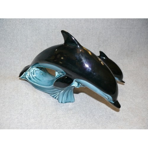 70 - LARGE POOLE POTTERY DOLPHIN AND MATCHING SMALLER ONE