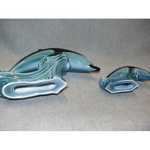 70 - LARGE POOLE POTTERY DOLPHIN AND MATCHING SMALLER ONE