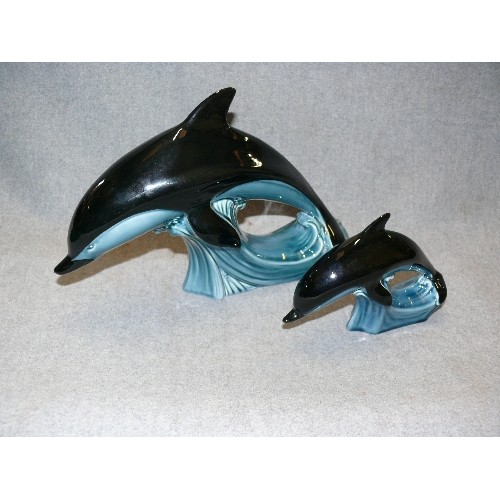 70 - LARGE POOLE POTTERY DOLPHIN AND MATCHING SMALLER ONE