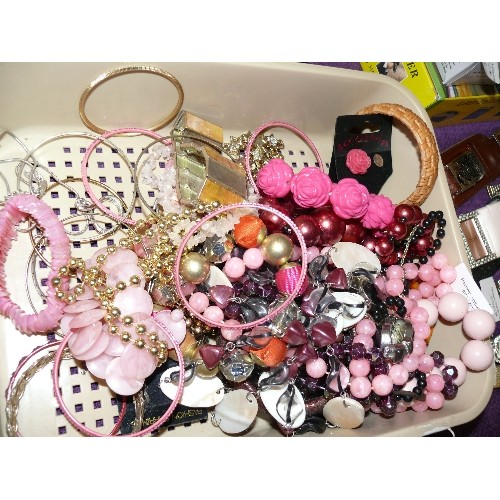 92 - A LARGE TUB OF COSTUME JEWELLERY BRACELETS AND NECKLACES