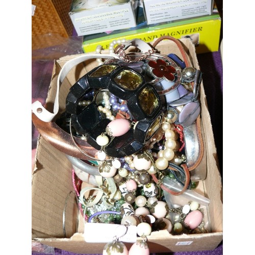 94 - A BOX OF VARIOUS COSTUME JEWELLERY BRACELETS AND NECKLACES