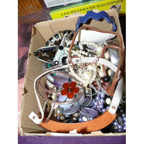 94 - A BOX OF VARIOUS COSTUME JEWELLERY BRACELETS AND NECKLACES