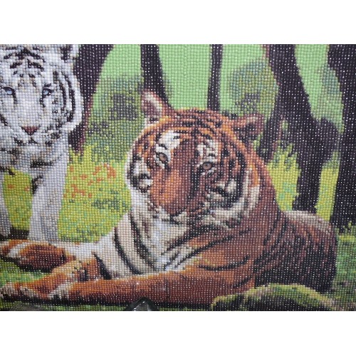 128 - AN ART STUDIO CRYSTAL CANVAS OF TIGERS