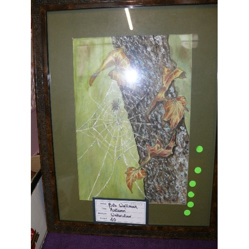 135 - A FRAMED AND GLAZED WATERCOLOUR 'AUTUMN' BY BOB WELLMAN