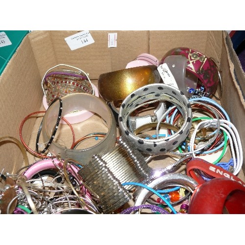 144 - A LARGE BOX OF COSTUME JEWELLERY