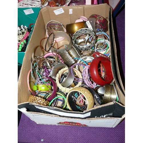 144 - A LARGE BOX OF COSTUME JEWELLERY