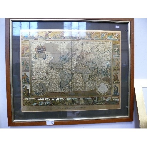 159 - A GOLD FOIL MAP FROM THE ORIGINAL ENGRAVING BY MOSES PITT IN 1681, FRAMED AND GLAZED