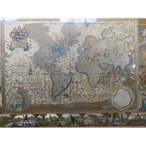 159 - A GOLD FOIL MAP FROM THE ORIGINAL ENGRAVING BY MOSES PITT IN 1681, FRAMED AND GLAZED