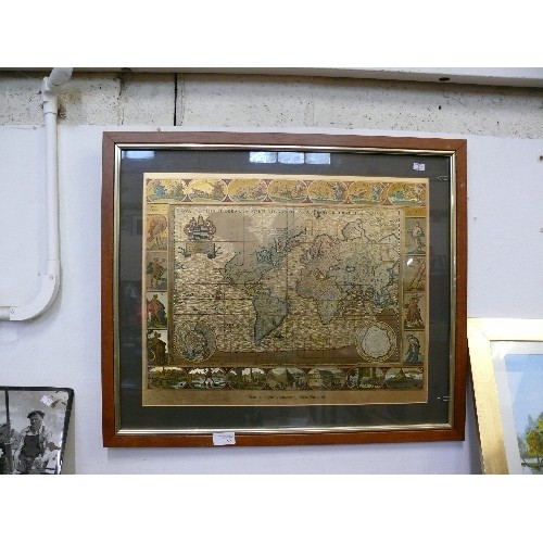 159 - A GOLD FOIL MAP FROM THE ORIGINAL ENGRAVING BY MOSES PITT IN 1681, FRAMED AND GLAZED