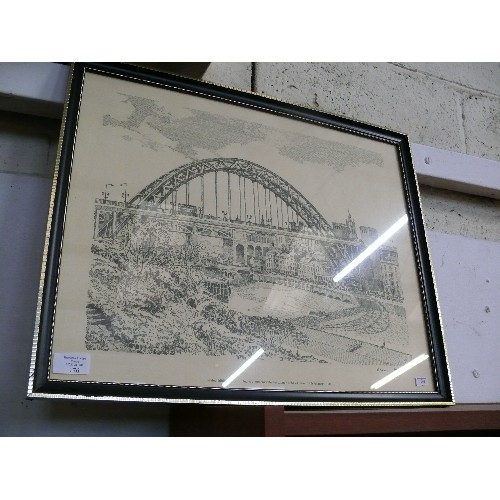 176 - A FRAMED AND GLAZED LIMITED EDITION PRINT SIGNED H. STEAM 5/74 PRINTED TO COMMEMORATE THE LAUNCH OF ... 