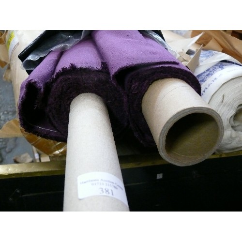 381 - 2 PART ROLLS OF  100% COTTON FABRIC IN AUBERGINE