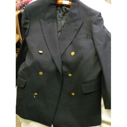 411 - JAEGER GENTS NAVY BLUE BLAZER, SIZE 52S