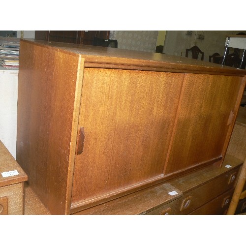 421 - SMALL TEAK DOOR CUPBOARD