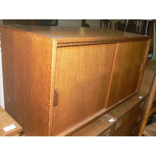 421 - SMALL TEAK DOOR CUPBOARD