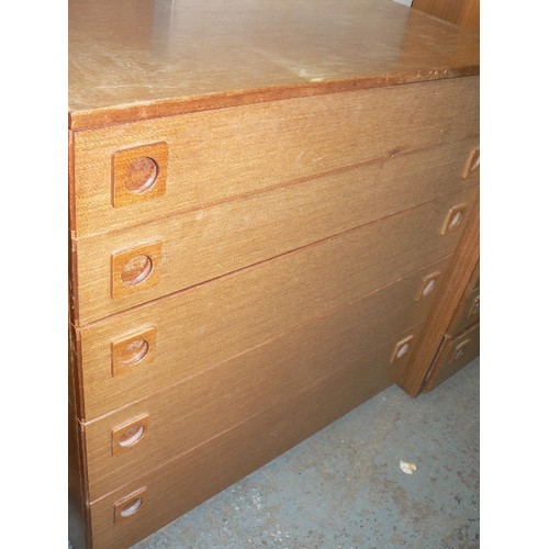 424 - SCHREIBER TEAK CHEST OF 5 DRAWERS