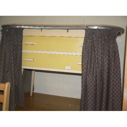 431 - RETRO KIDNEY SHAPED DRESSING TABLE LEGS  IN YELLOW WITH TAPPERED LEGS  CURTAIN