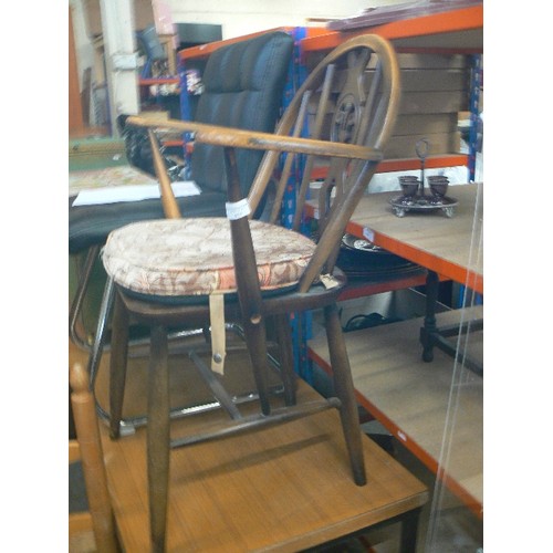 459 - ERCOL CARVER DINING  CHAIR WITH ORIGINAL SEAT CUSHION