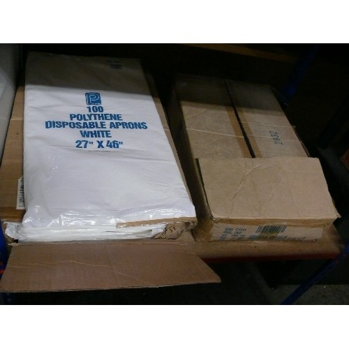 470 - 2 BOXES OF 100 PER BOX POLYTHENE DISPOSABLE WHITE APRONS