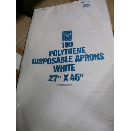 470 - 2 BOXES OF 100 PER BOX POLYTHENE DISPOSABLE WHITE APRONS