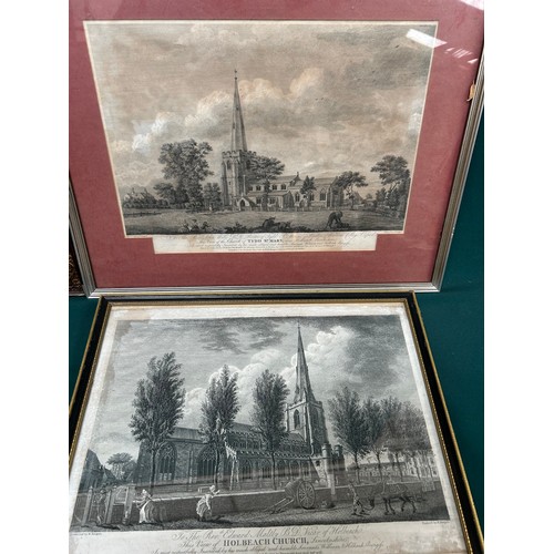 149 - Local Interest, South Lincolnshire. 4 X Early 19th Century engravings by William Burgess of Tydd St ... 