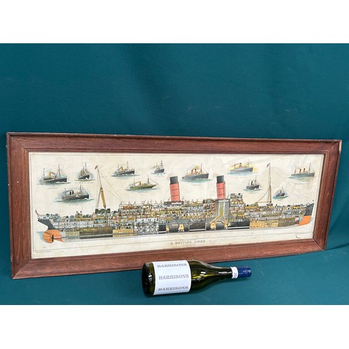 147 - Lithographic print circa 1906 of R M S Caronia drawn for The Boys Own Paper by J J Jelley. With 2 fo... 