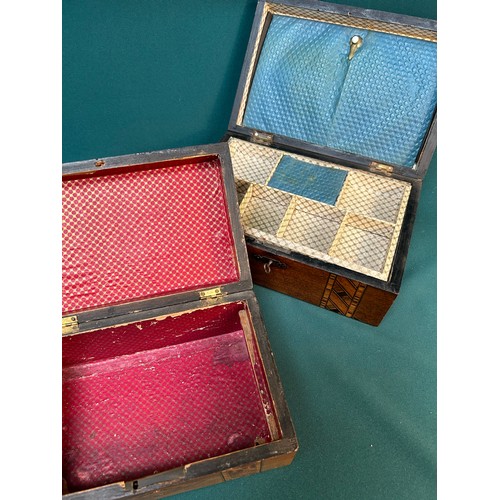 308 - Two Victorian ladies work boxes with tunbridge ware parquetry inlay. The larger one with fitted tray... 