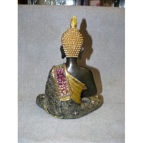 60 - THAI SITTING BUDDHA WITH JEWELLED SASH.