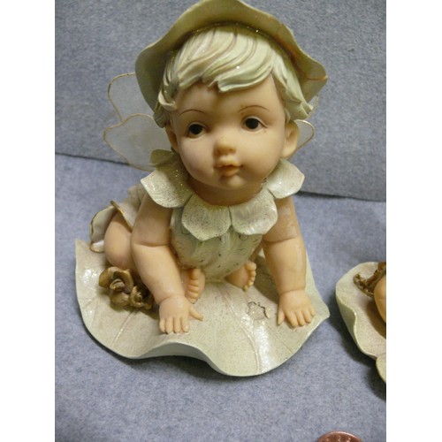 72 - 2 CUTE FAIRY BABY FIGURES, RESIN.