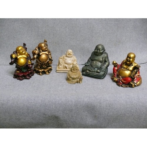 87 - COLLECTION OF 6 X SMALL LAUGHING BUDDHAS.