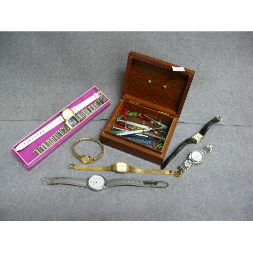 103 - GOOD QUALITY LADIES WRISTWATCHES CONTAINED IN JEWELLERY BOX INCLUDES PULSAR, ACCURIST, SEKONDA.  ALS... 