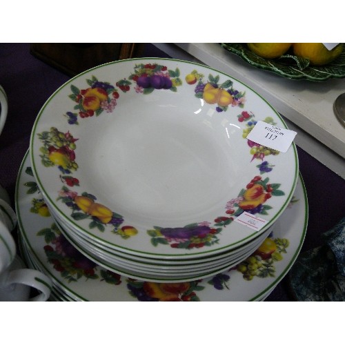 117 - WATERSIDE FINE CHINA PLATES, DISHES & MUGS WITH FRUIT DESIGN.