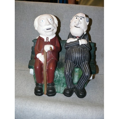 121 - MUPPET SHOW! LARGE 'WALDORF & STATLER' FIGURES ON A BENCH.  CERAMIC?