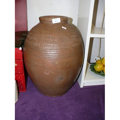 122 - LARGE STONEWARE URN.