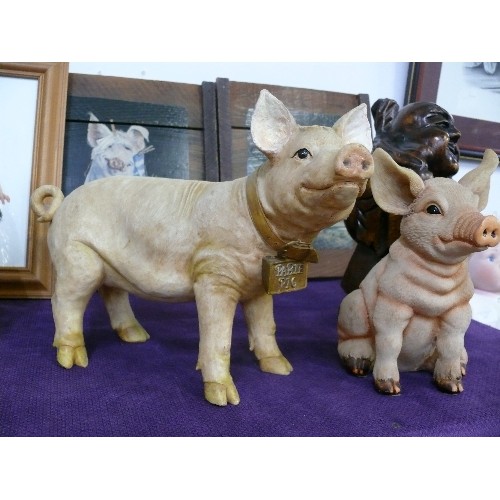 137 - 2 LARGE PIG FIGURES, INC 'BABIE PIG' RESIN.