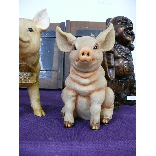 137 - 2 LARGE PIG FIGURES, INC 'BABIE PIG' RESIN.