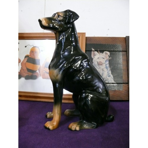 138 - LARGE CERAMIC DOBERMAN DOG.