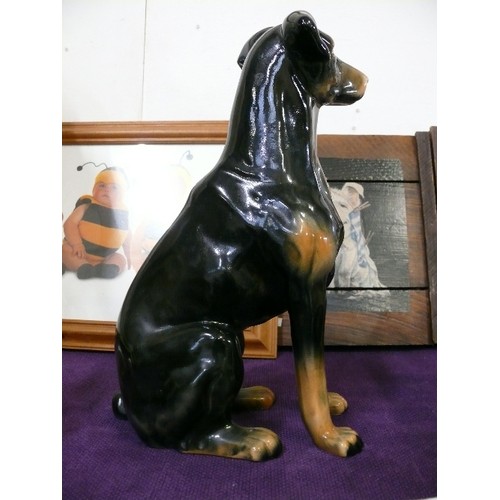 138 - LARGE CERAMIC DOBERMAN DOG.