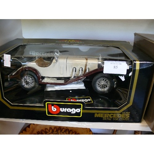 85 - LARGE DIE-CAST BURAGO MERCEDES BENZ SSK 1928 MODEL CAR, BOXED.